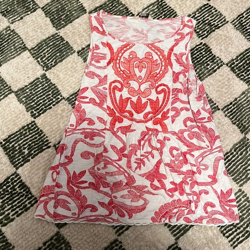 Lucky Brand red and white embroidered tank
